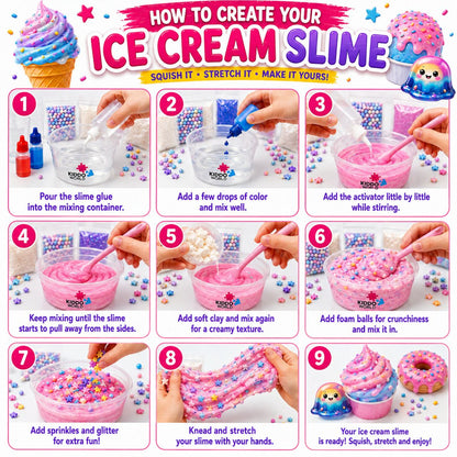 DIY Ice Cream Slime Kit for Kids, Make 6 Slime Designs