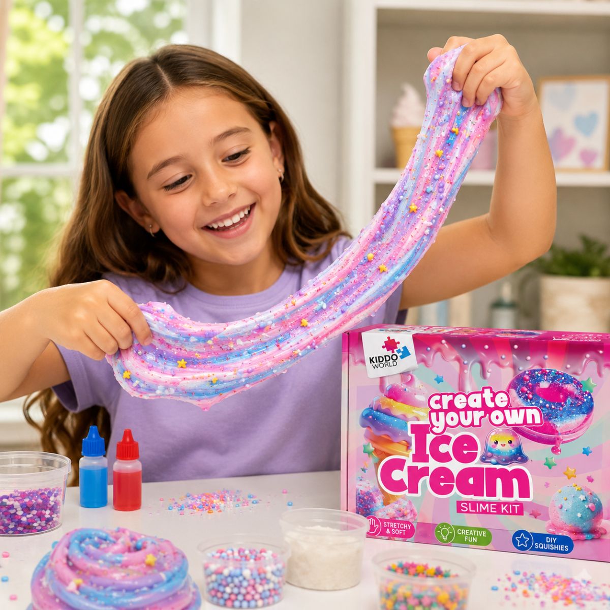 DIY Ice Cream Slime Kit for Kids, Make 6 Slime Designs