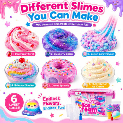 DIY Ice Cream Slime Kit for Kids, Make 6 Slime Designs