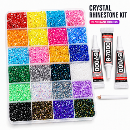 Rhinestone Craft Kit 24 Colors, Crystal Bedazzling Set with Glue