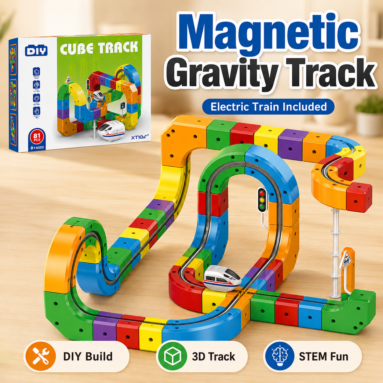 Magnetic Gravity-Defying Electric Track Car Toy