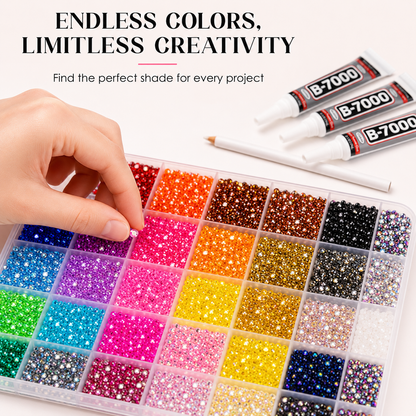 Rhinestone Craft Kit 24 Colors, Crystal Bedazzling Set with Glue