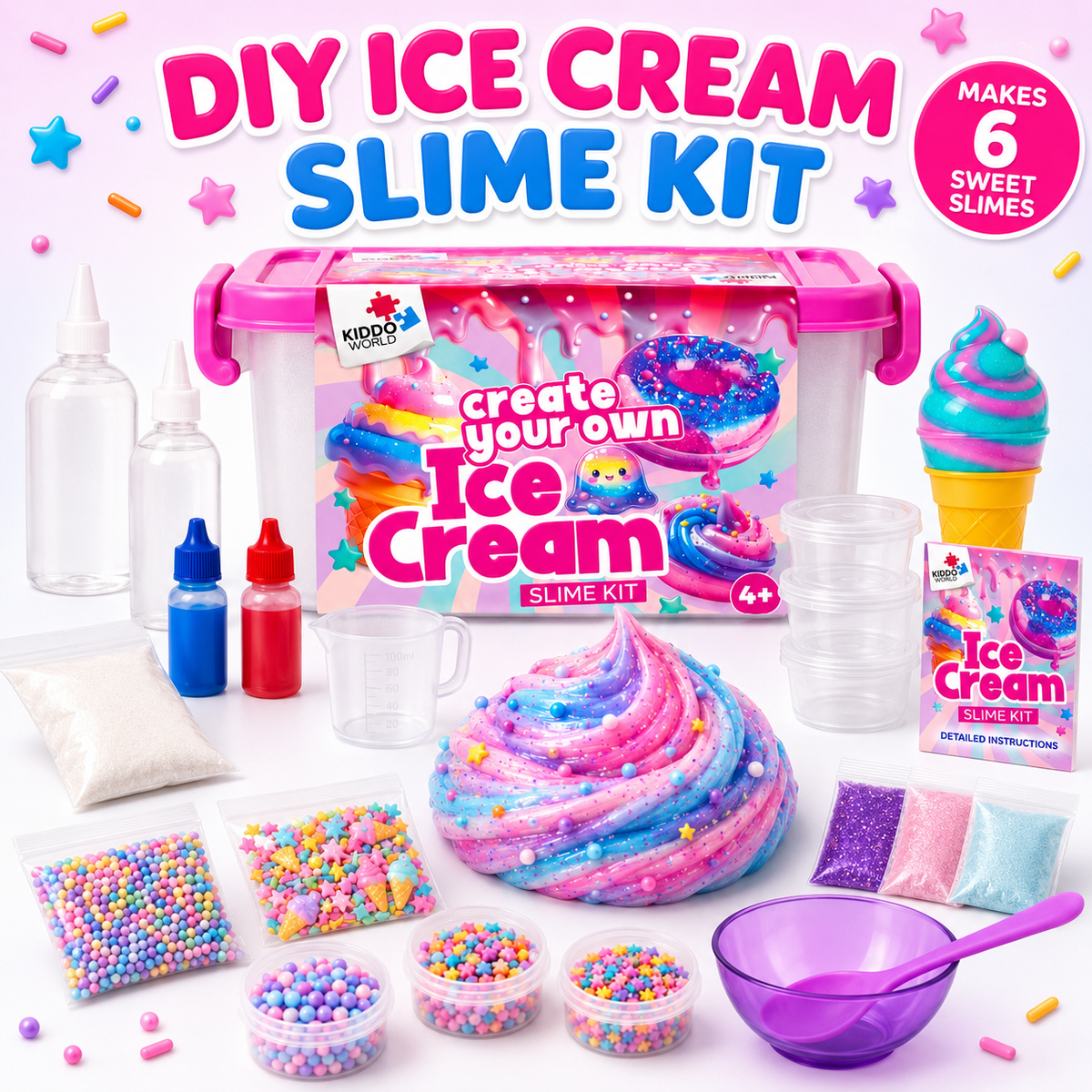 DIY Ice Cream Slime Kit for Kids, Make 6 Slime Designs
