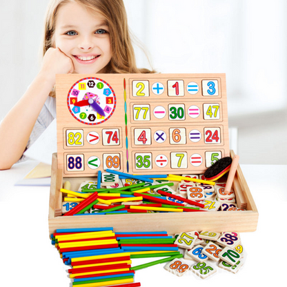Montessori Math Box for Kids, Wooden Counting and Arithmetic Set