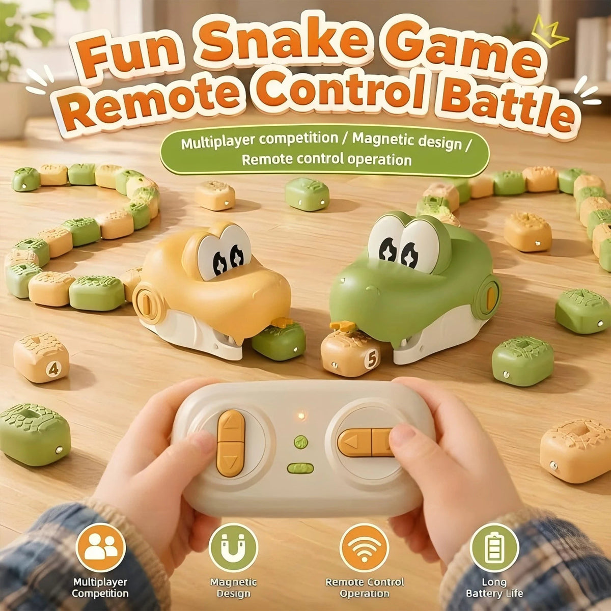 RC Hungry Snake Battle Game, Remote Control Snake Toy for Kids