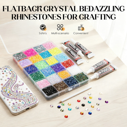 Rhinestone Craft Kit 24 Colors, Crystal Bedazzling Set with Glue